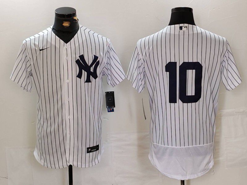 Men New York Yankees #10 No Name White stripe Elite 2024 Nike MLB Jersey style 1